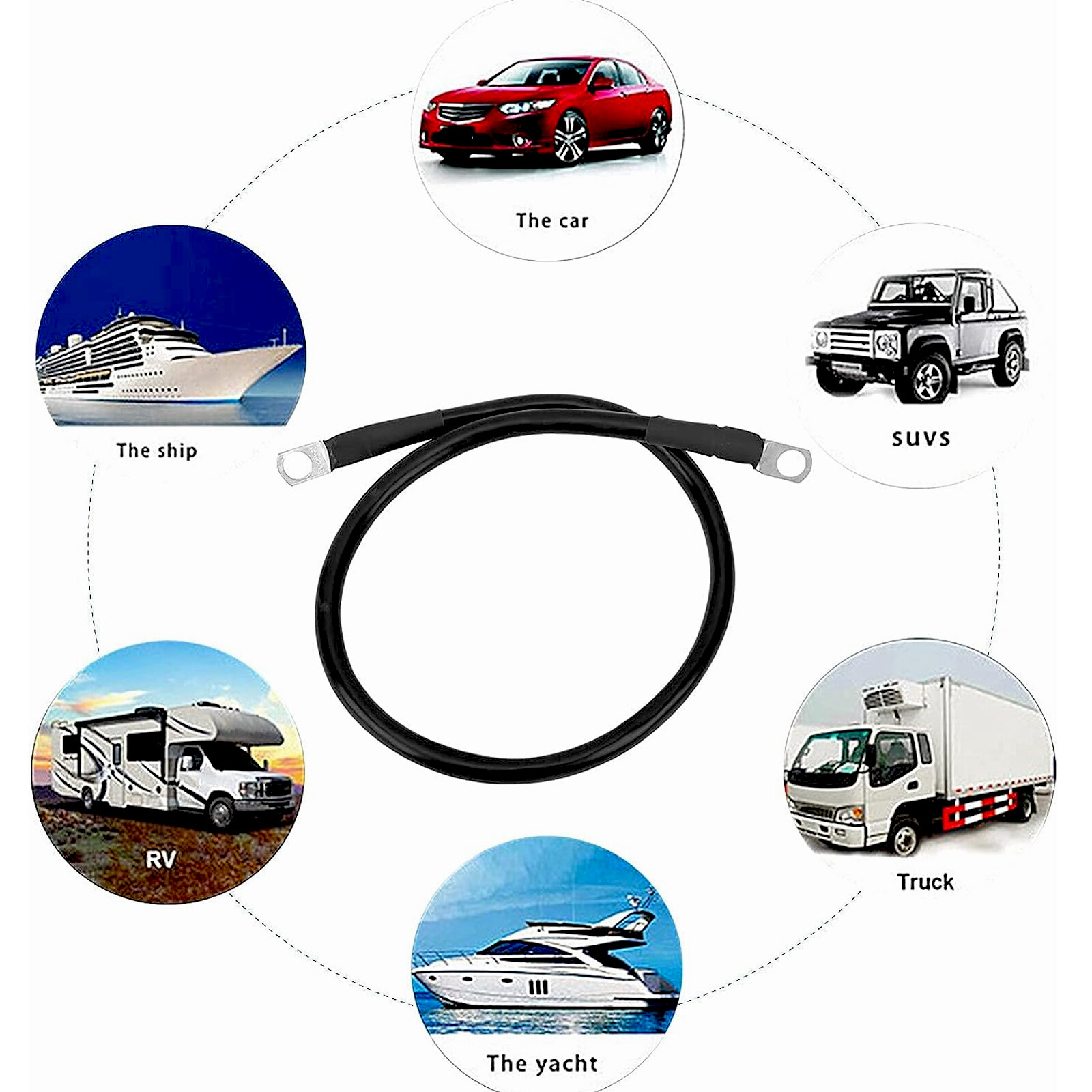 Battery & Switch Lead Power Strap Earth Positive Negative Cable 16mm² ...