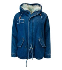 Jane&tash Denim & Fox Fur Parka Coat