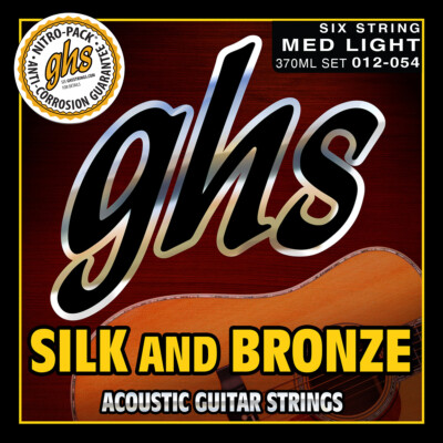 GHS Silk & Bronze Acoustic Guitar Strings; medium light gauges 12-54 Set 370ML