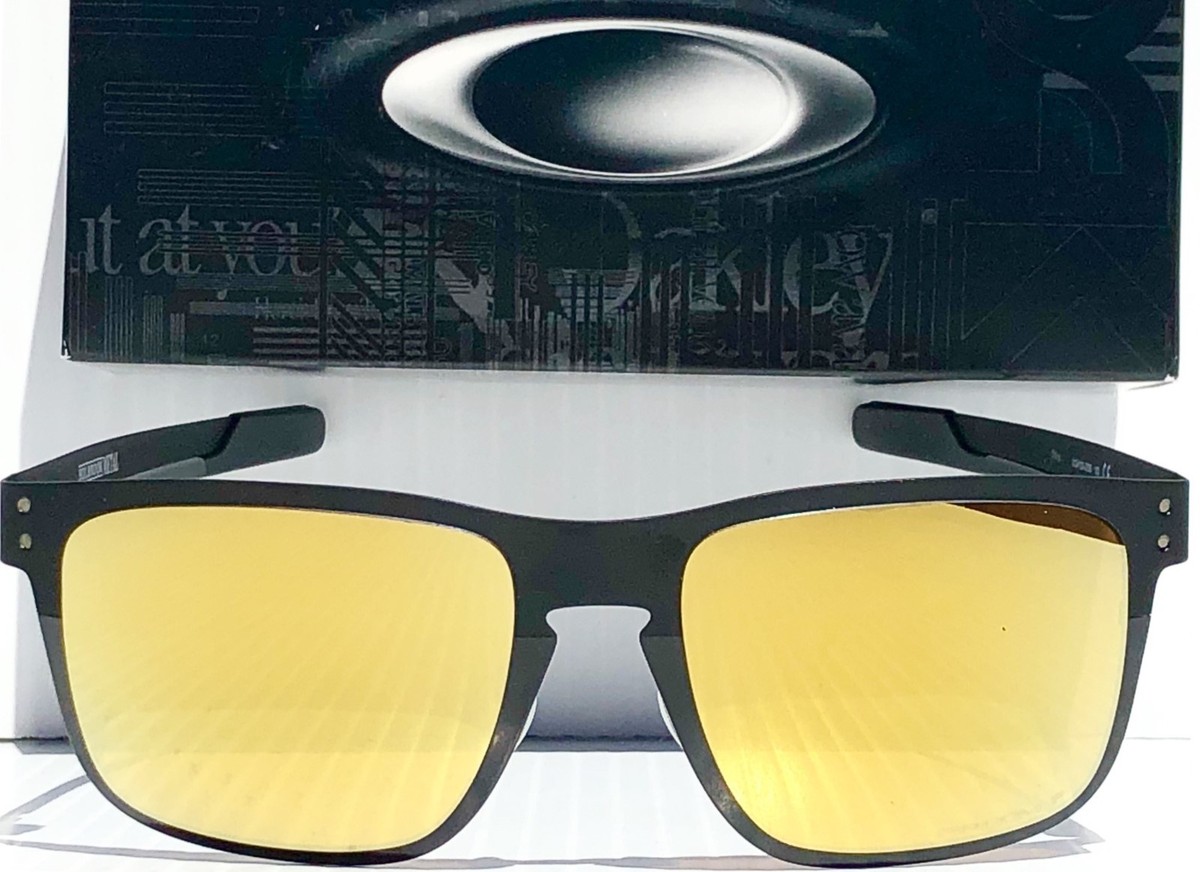 NEW* Oakley HOLBROOK METAL Matte Black Galaxy GOLD Lens Sunglass
