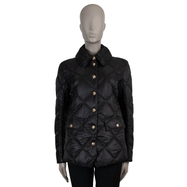 71606 authentische CHANEL schwarze Polyamid 20K LOGO GESTEPPTE PUFFER Jacke 40 M