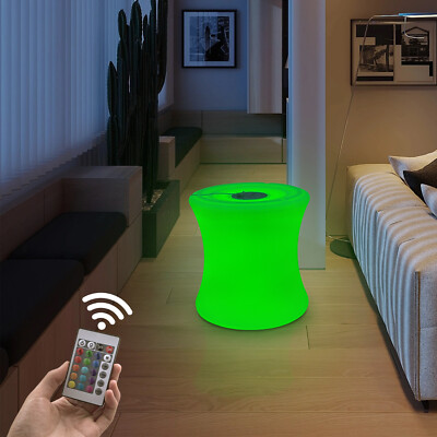 16'' LED Light Cube Stools Cordless Lamp Chair W/ Remote Control 16 RGB Colors