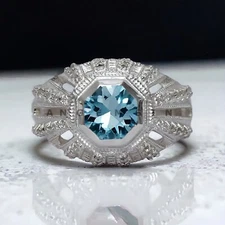 Aquamarine Gemstone With 925 Sterling Silver Groom Ring For Men's #AL166
