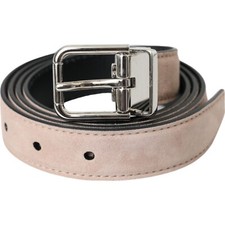 DOLCE & GABBANA Belt Men Beige Suede Leather Silver Buckle 105cm / 42in 530usd