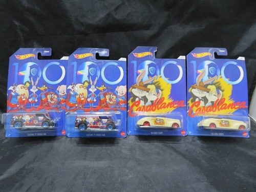 Hot Wheels Lot of 4 Looney Tunes 2-Custom '77 Dodge Van 2- '40 Ford Coupe