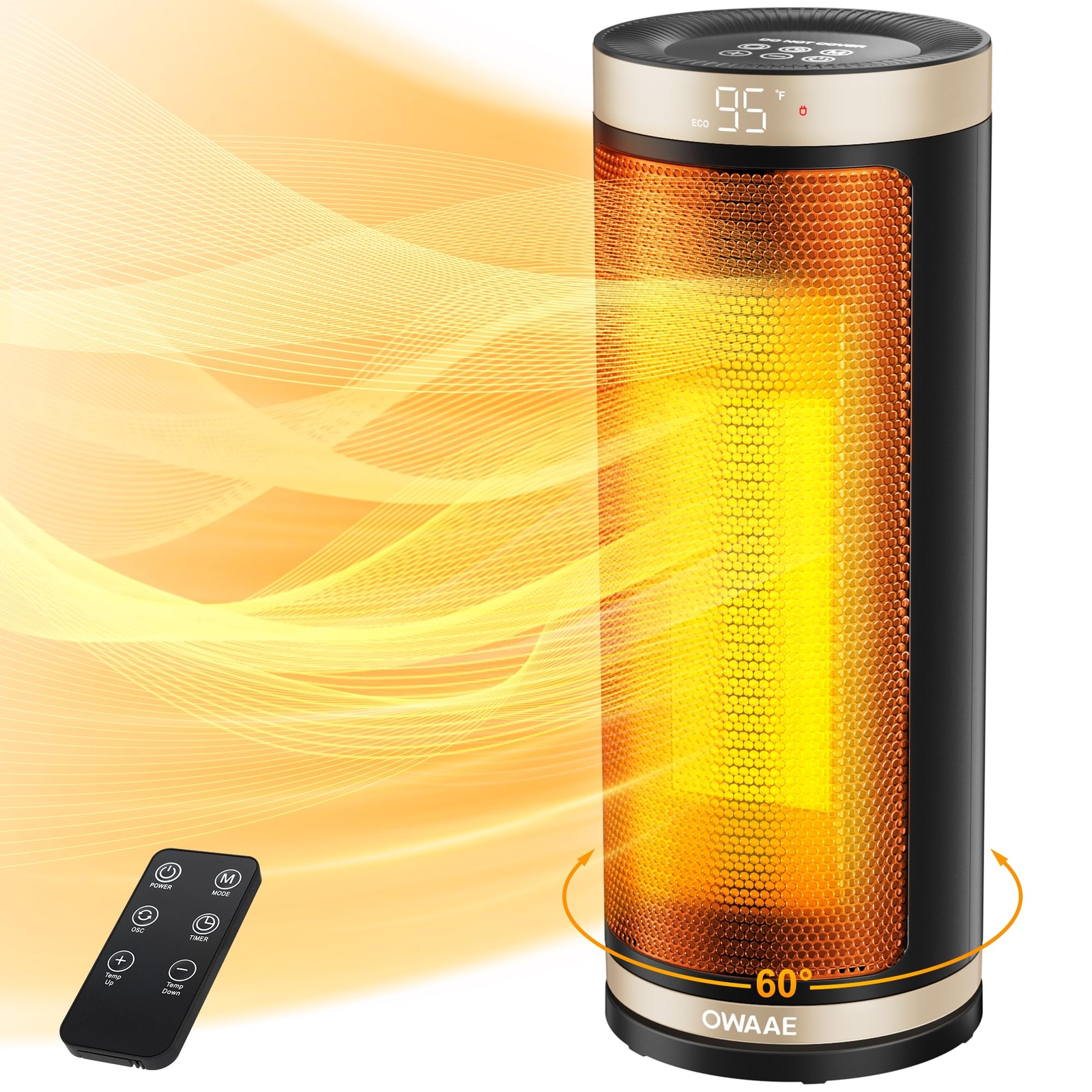 Space Heater Indoor, 1500W PTC Portable Electric Heater with Adjustable Therm...