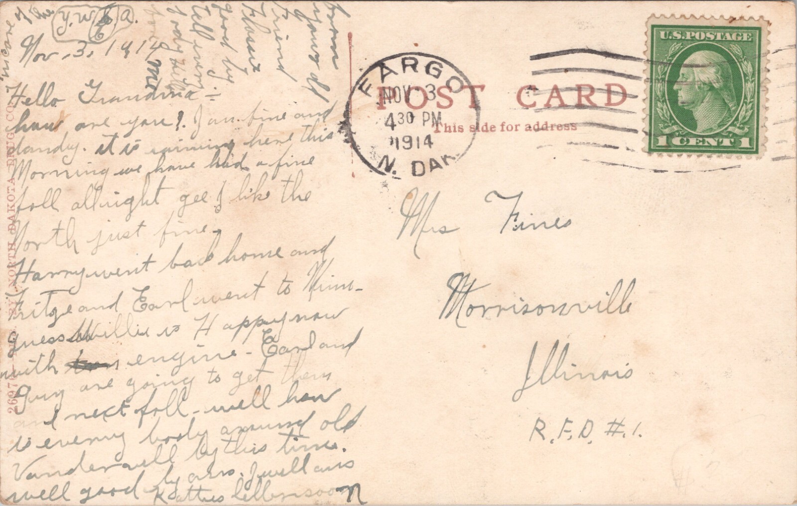 Postcard Broadway Night Scene Fargo North Dakota ND