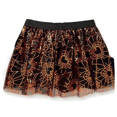 Way to Celebrate Baby Girls Halloween Foil Printed Tutu Spiderwebs Size 18 Month