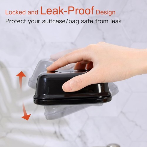 Leakproof Soap Dish with Lid & Draining Layer, Shatterproof Travel Bar Soap Case - Picture 3 of 5