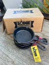 Set of 4: Lodge Cast Iron Mini Skillet 3.5โ w/ 2 Pour Spouts Made in USA #2