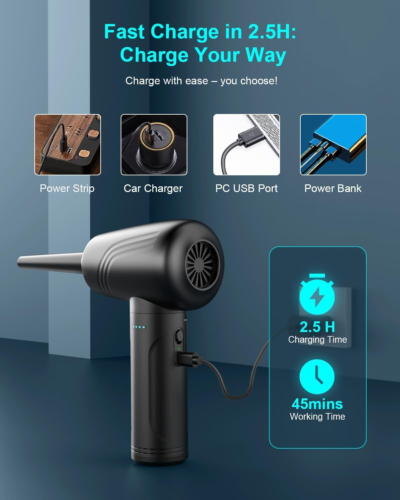 Justincity Cordless Compressed Air Duster With 5 In. Handle 110000 RPM - View #5