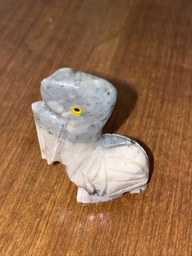 Hand Carved Stone Soapstone PELICAN Figurine HandMade In Peru Gray And Tan - Picture 3 of 5