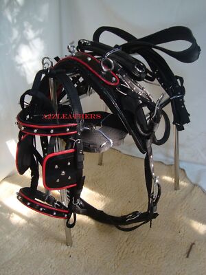 Harnais De Conduite SHETLAND En Nylon – Noir, Rembourré, Boucles Chromées, Pour Cheval – Ensemble Complet Bride, Rênes, Traces, Collier, Croupière