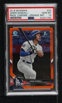 2018 Bowman Chrome Prospects Orange Refractor /25 Jeren Kendall PSA 10 n0c