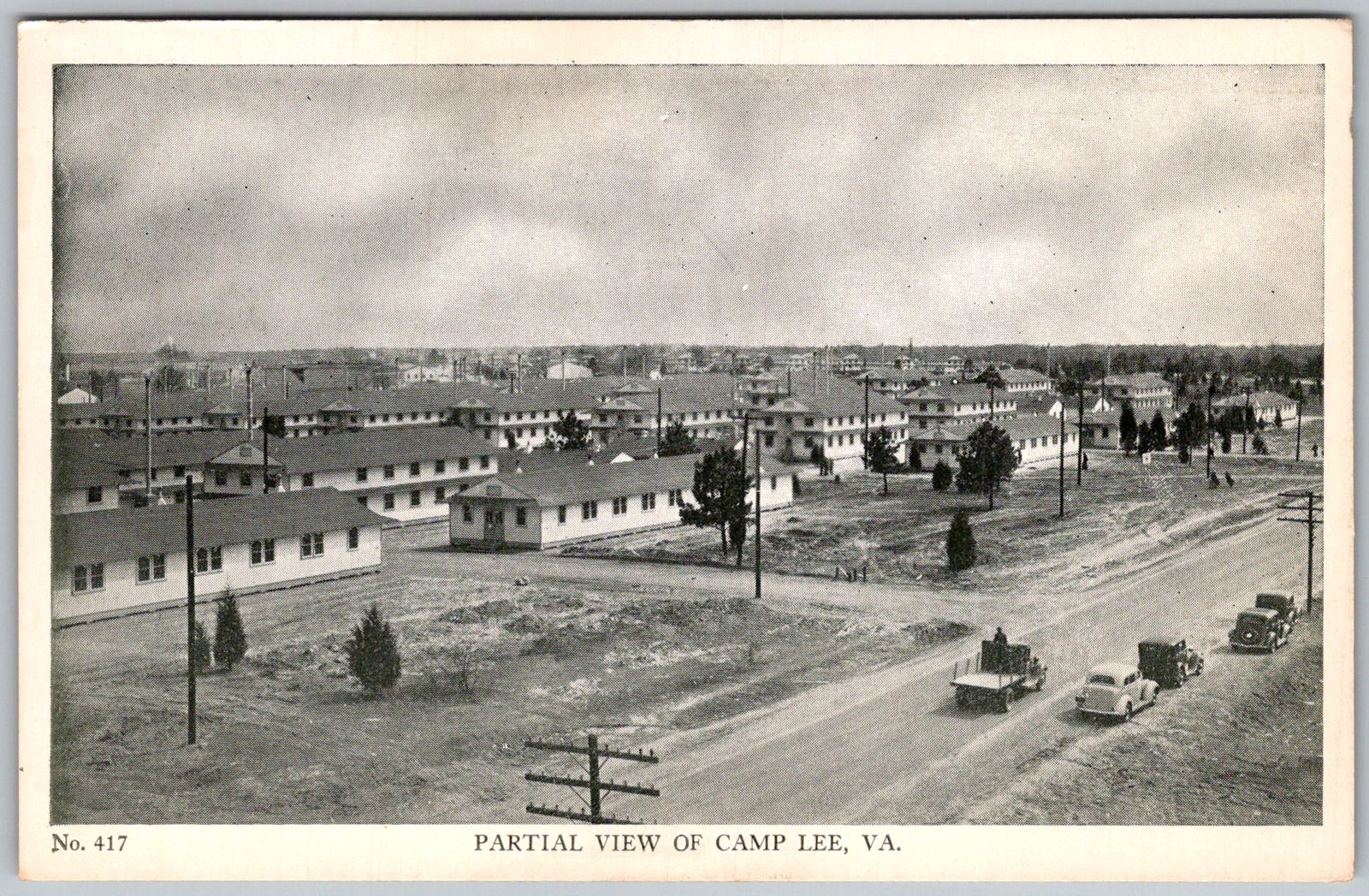 Vtg Postcard Military Barracks View Camp Lee, VA 1940s