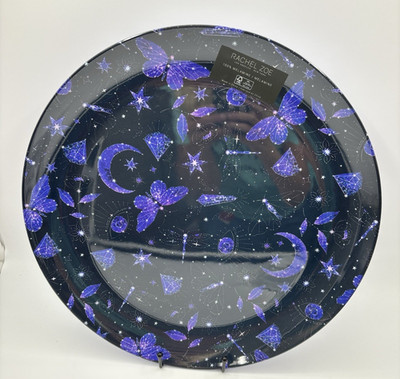 RACHEL ZOE celestial melamine plate stars moon butterflies dragonflies gemstones
