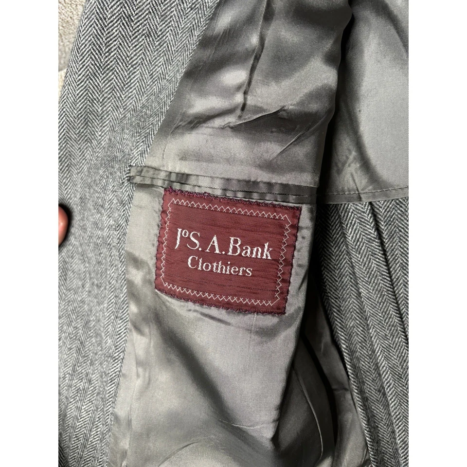 J.S. A. Bank Pure Wool Herringbone Blazer Sport Coat Menswear - Image 3 of 4