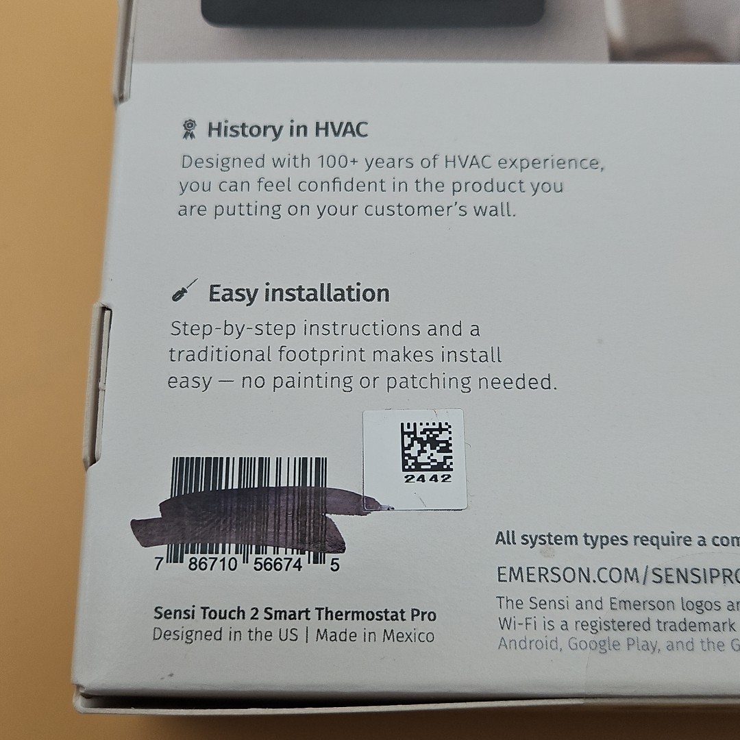 Sensi Touch 2 Wi-Fi Smart Thermostat Pro Touchscreen 1F96U-42WFB Black Emerson 6