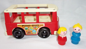 Vintage Fisher Price Mini-Bus w 2 figures - 1969 Excellent condition!