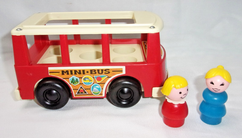 Vintage Fisher Price Mini-Bus w 2 figures - 1969 Excellent condition!