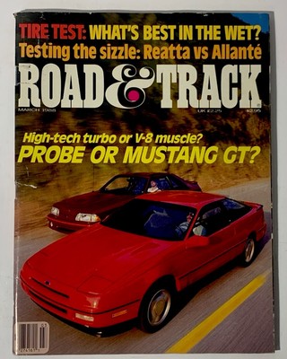 Vintage Road & Track Magazine March 1988 Probe Or Mustang GT?
