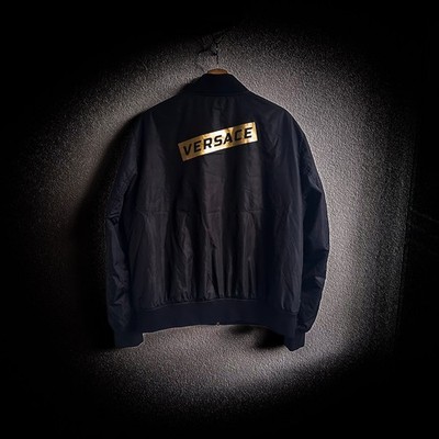 Original Versace Mainline Bomberjacke Logo Gold Jacke Medusa Italy CLG Code