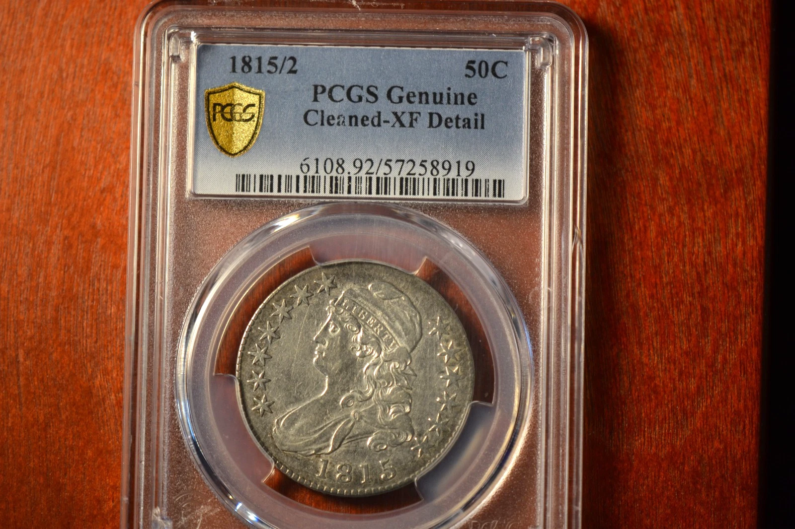 1815/2 Bust Half Dollar- PCGS XF Details.  Cleaned.  Looks AU!