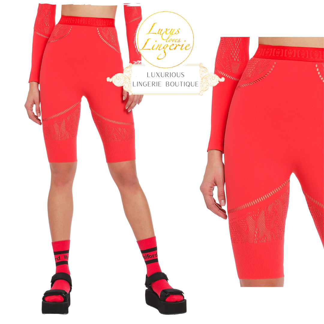 Sporty Logo Net Biker Shorts By Wolford XS Hibiscus Pink