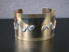 Gold-Toned Snake Cuff Bracelet With Silver Detailing Size 6