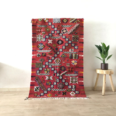 Handmade Moroccan Berber Flatwoven Rug 3x5 ft    Akhnif Moroccan Handmade Carpet