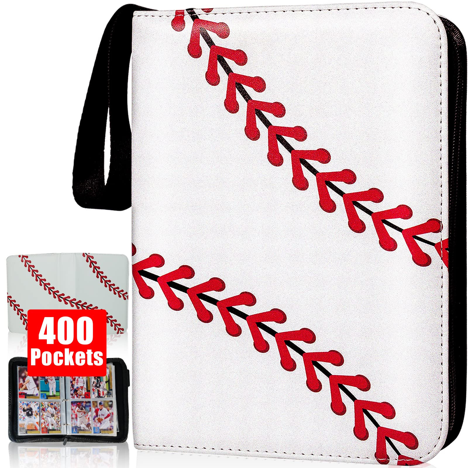 Card Binder 400 Pockets, Trading Card Binder with Sleeves, Baseball Card Bind...