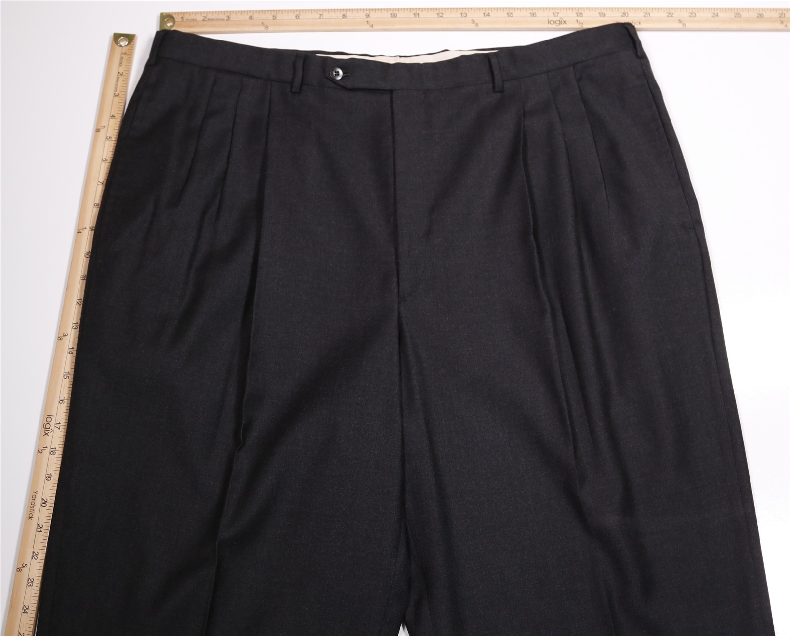 Saint Andrews Solid Charcoal Gray Pleated Wool Dr… - image 4