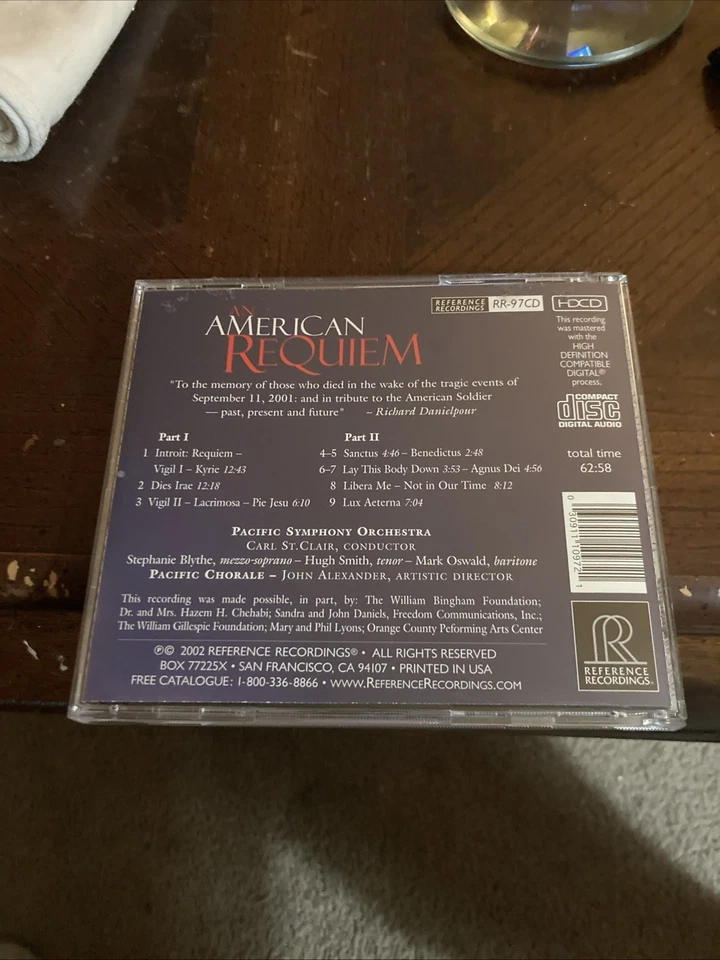American Requiem by Danielpour, St. Clair/Pacific, Reference CD RR-97CD, 2002 - Image 2 of 4