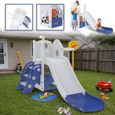 5 in 1 Rutsche Kinder Rutschbahn Kinderrutsche Gartenrutsche mit Basketballkorb