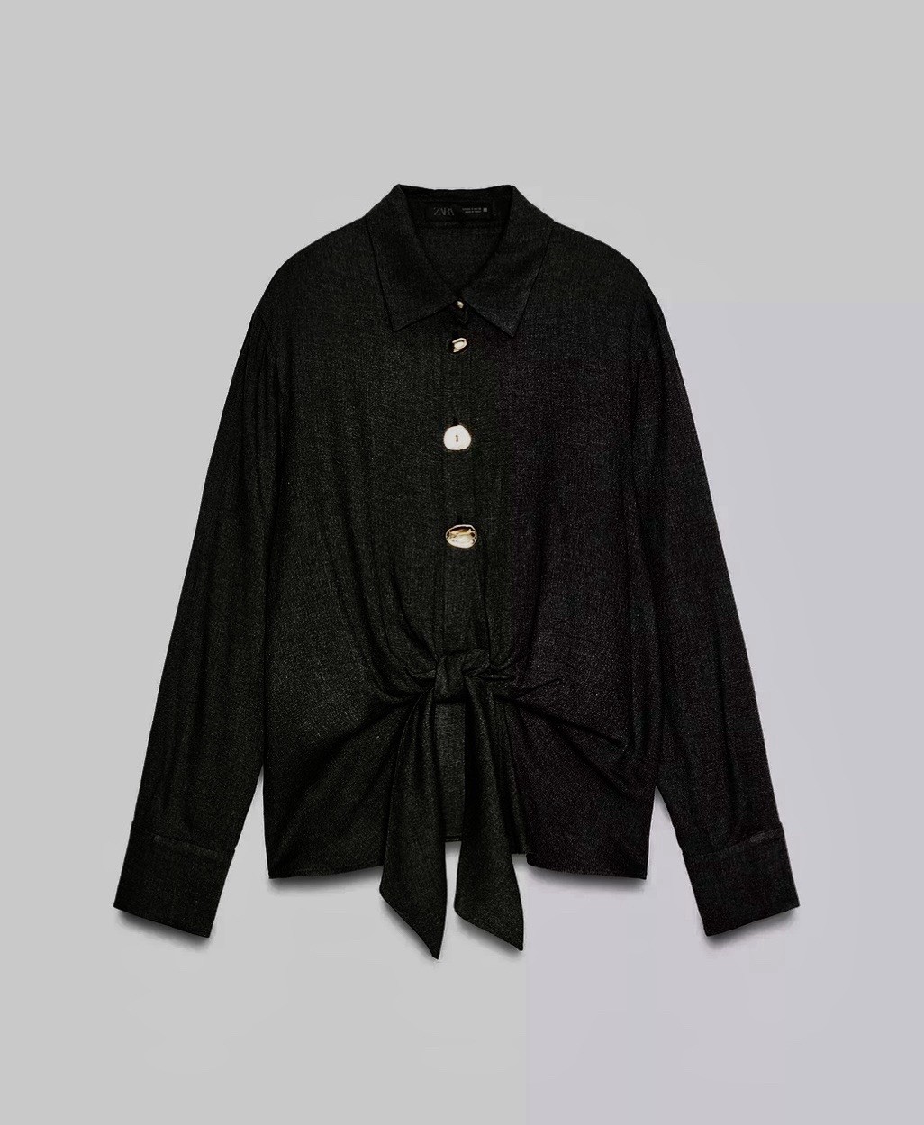 Zara Grey Knotted Shirt & Wide Leg Trouser Co Ord Medium NEW🖤 thumbnail 3