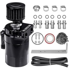 Oil Catch Can Kit, 300ml Universal Baffled Catch Can with Breather Black
