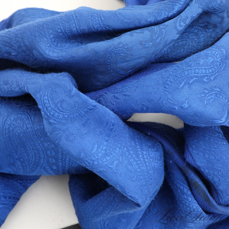 #1 MENSWEAR Allen Solly Made in Italy Electric Blue Silk Wool Reversible Scarf