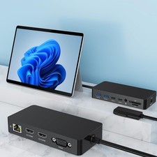 New Surface Dock Triple Displays Dual HDMI VGA with Power Adapter,12 in 1 Sur...