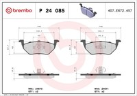 Brembo Bremsbelagsatz Scheibenbremse Prime P 24 085 FüR EP Tribute Mazda Ford