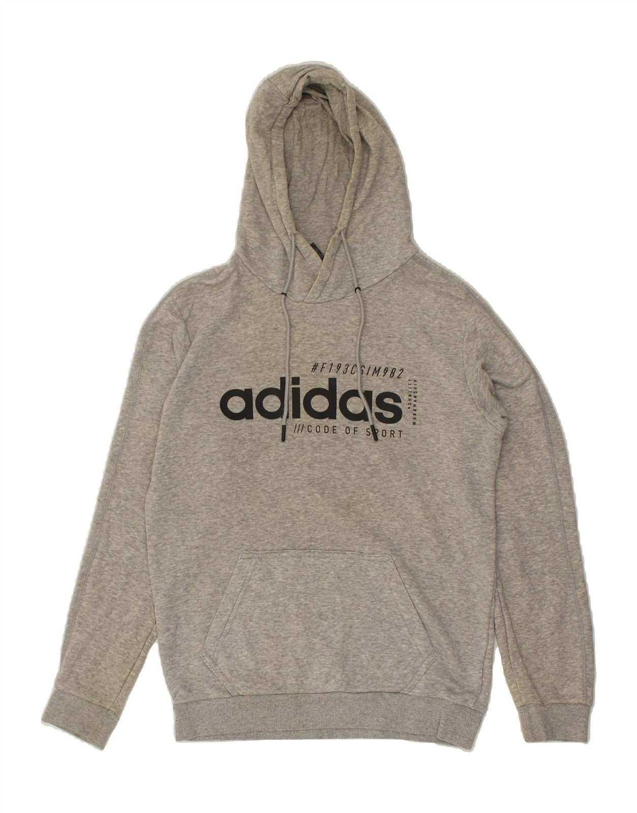 ADIDAS Mens Graphic Hoodie Jumper Small Grey Cotton AC53