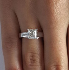 2 Ct Princess Cut IGI Certified Lab Grown Diamond Solitaire Ring 14k White Gold