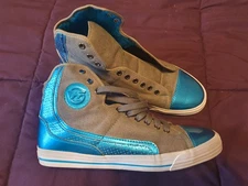 PF Flyers Limited Seasonal Grey Bright Blue Vinyl High Top Sneakers Men 11