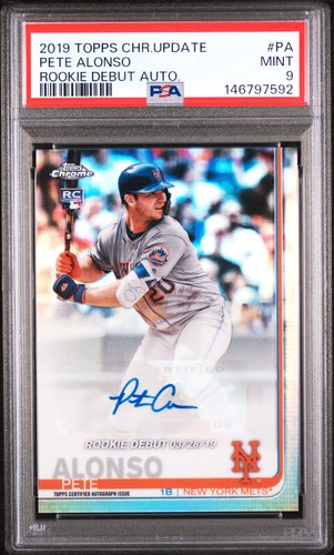 2019 Topps Chrome Update #PA Pete Alonso Rookie Debut Autograph PSA 9