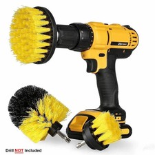 3 Drill Attachment Cleaning Brush Set Power Scrub Home Car Tile Bathroom Yellow.