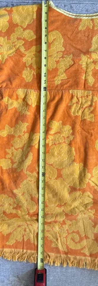 Vtg Bright Orange Cover-Up Fringe Terrycloth Towel Dress Caftan - Image 4 of 4