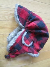 CABELA'S Trapper Hat Red Buffalo Plaid Faux Fur Trim Ear Flaps Adult NWOT XL