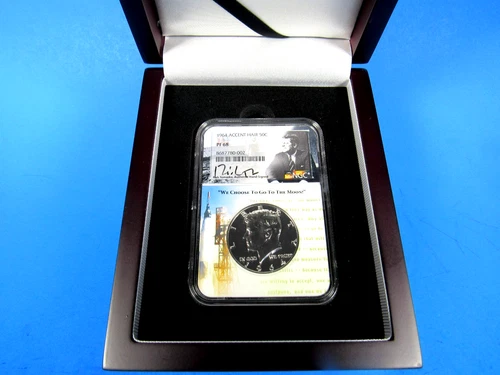 1964 P  Accented Hair, Silver Kennedy Half Dollar  NGC Pf 68, Sig. Series Holder