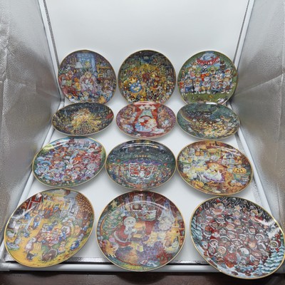FRANKLIN MINT BILL BELL LIMITED EDITION FINE PORCELAIN CAT PLATE SET OF 12