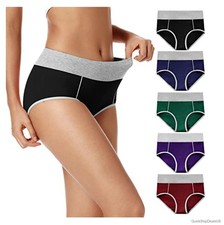 Womens Cotton Underwear High Waist Full Coverage Briefs 5 Pack Stretch