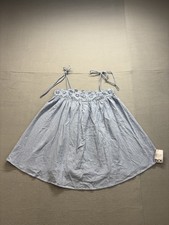 Asos Women Dress S Light Blue Broderie Trim Tie-Shoulder Straps Fern Beach Mini